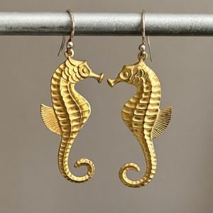 Brass Seahorses with Sterling Silver Ear Hooks